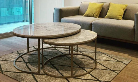 Mesa de centro circular dos niveles premium P3